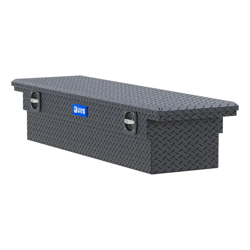 UWS EC10013 69" truck tool box in matte black powder coat, top view showing the lid