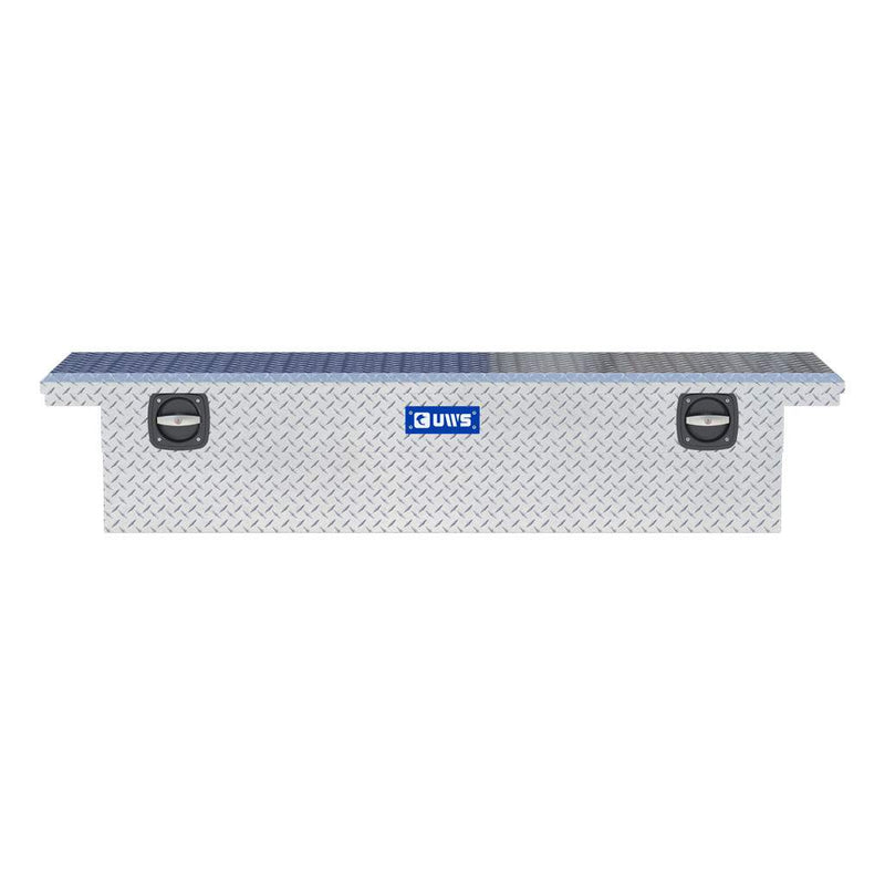 UWS EC10021 72" truck tool box in bright aluminum, straight-on front elevation