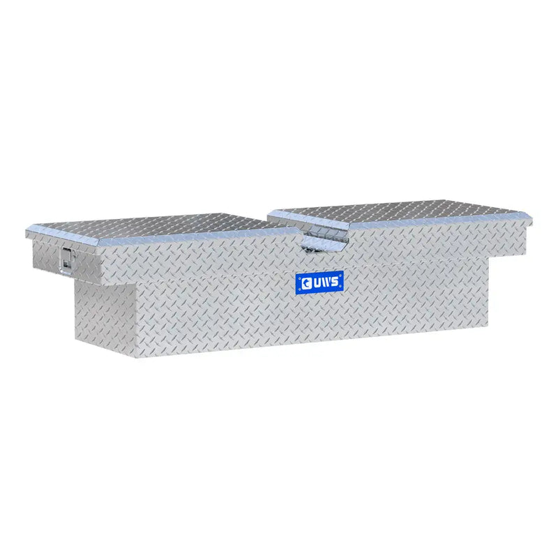 UWS EC10041 60" truck tool box in bright aluminum, front three-quarter studio view