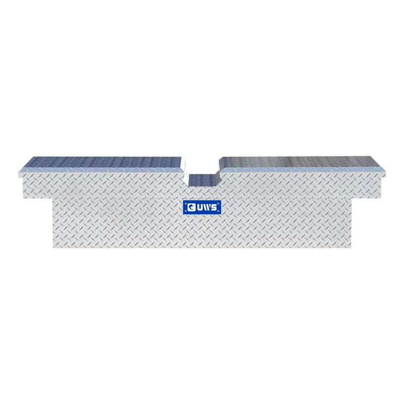 UWS EC10051 63" truck tool box in bright aluminum, straight-on front elevation