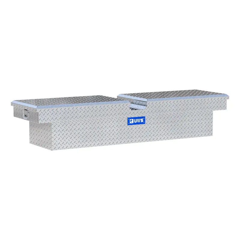 UWS EC10071 72" truck tool box in bright aluminum, front three-quarter studio view