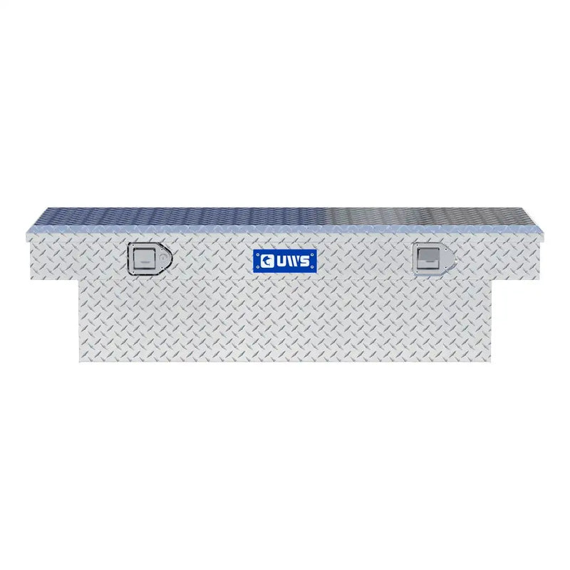 UWS EC10081 54" truck tool box in bright aluminum, straight-on front elevation