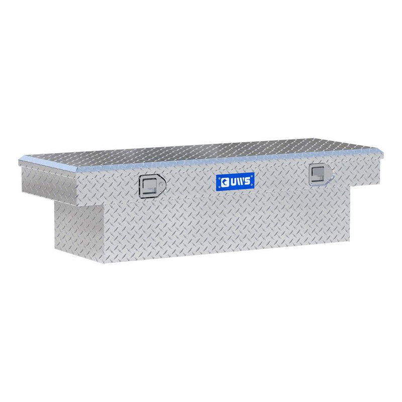 UWS EC10081 54" truck tool box in bright aluminum, front three-quarter studio view