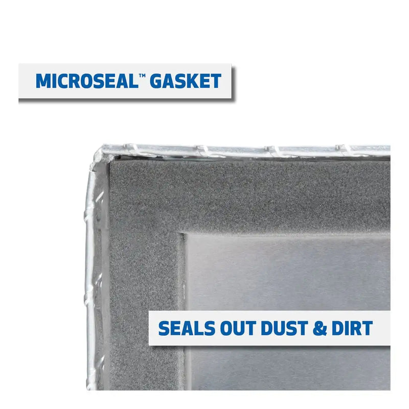 UWS EC10081 54" truck tool box in bright aluminum, UWS graphic for the MicroSeal gasket