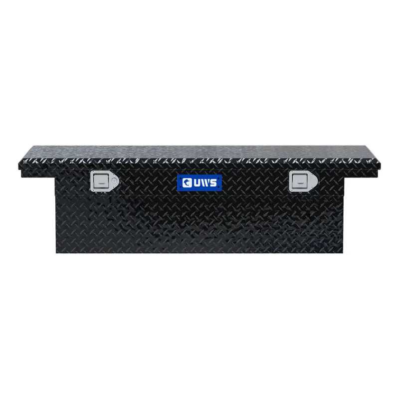 UWS EC10112 54" truck tool box in gloss black powder coat, straight-on front elevation
