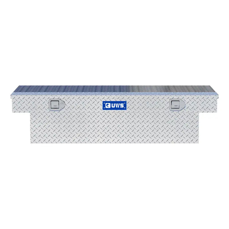 UWS EC10141 58" truck tool box in bright aluminum, straight-on front elevation