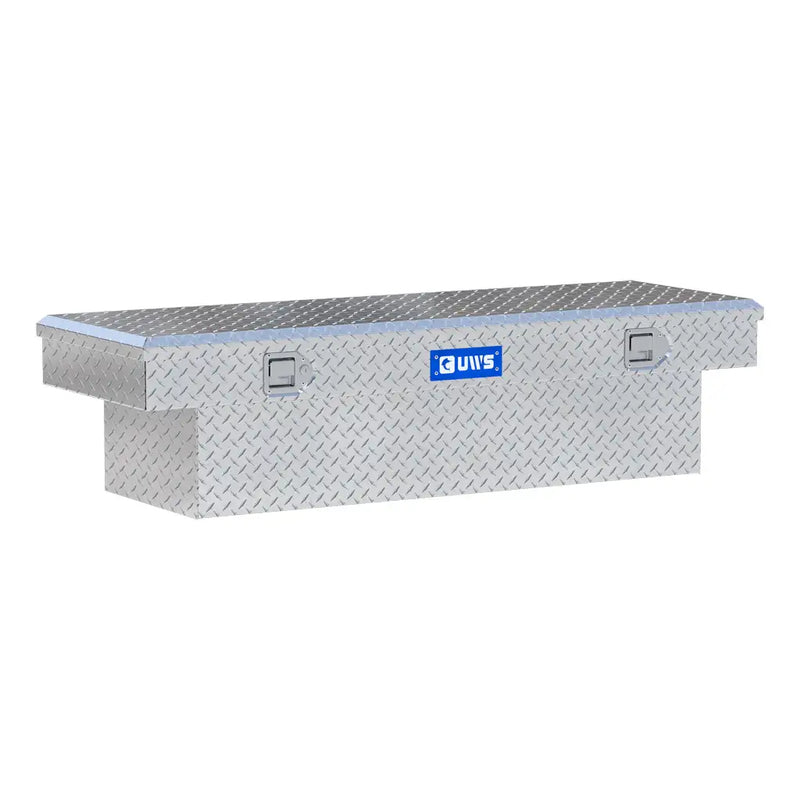 UWS EC10141 58" truck tool box in bright aluminum, front three-quarter studio view
