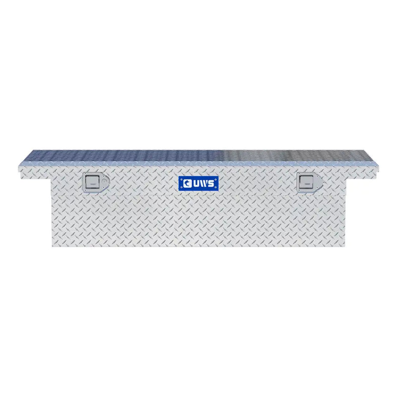 UWS EC10221 60" truck tool box in bright aluminum, straight-on front elevation