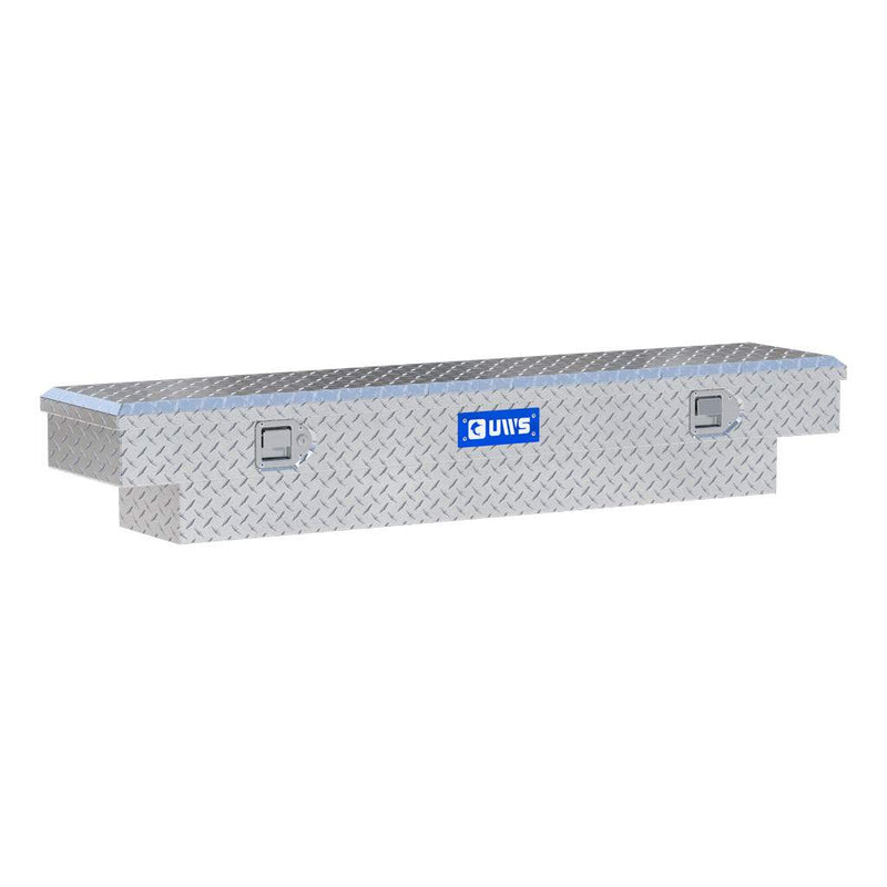 UWS EC10241 60" truck tool box in bright aluminum, front three-quarter studio view