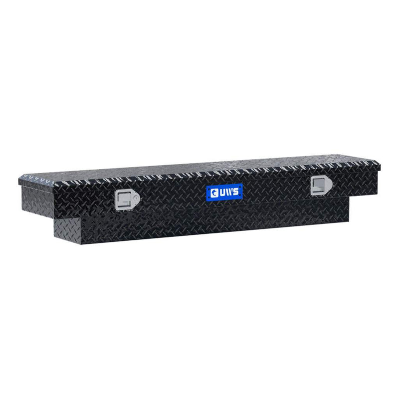 UWS EC10252 60" truck tool box in gloss black powder coat, front three-quarter studio view