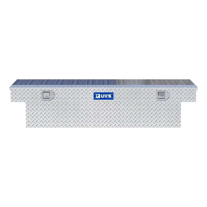 UWS EC10261 63" truck tool box in bright aluminum, straight-on front elevation