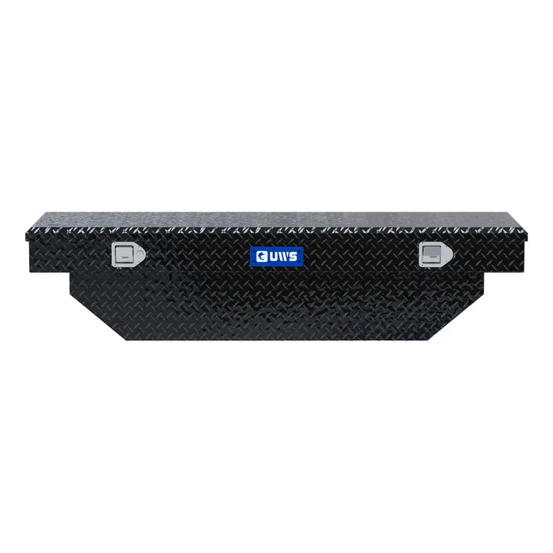 UWS EC10282 63" truck tool box in gloss black powder coat, straight-on front elevation