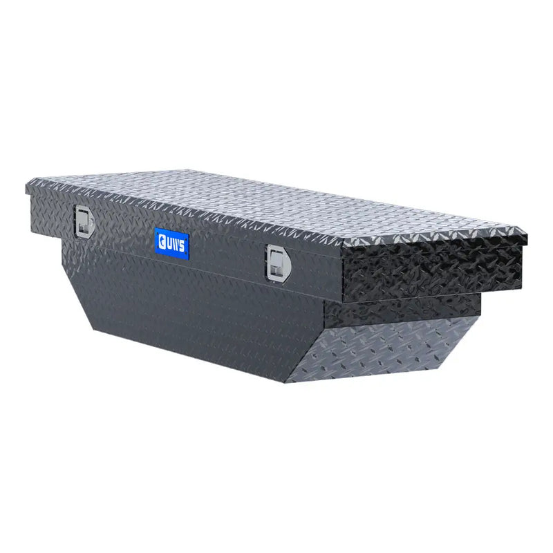 UWS EC10282 63" truck tool box in gloss black powder coat, top view showing the lid