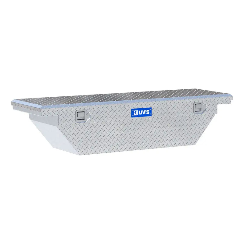 UWS EC10291 63" truck tool box in bright aluminum, front three-quarter studio view