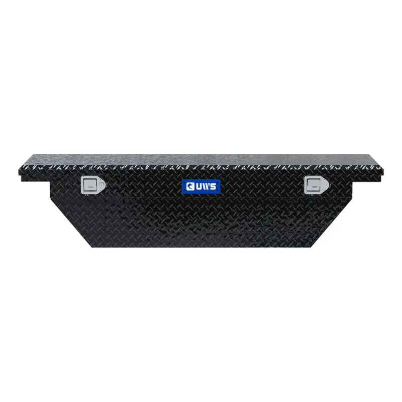 UWS EC10302 63" truck tool box in gloss black powder coat, straight-on front elevation