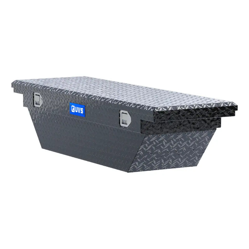 UWS EC10302 63" truck tool box in gloss black powder coat, top view showing the lid