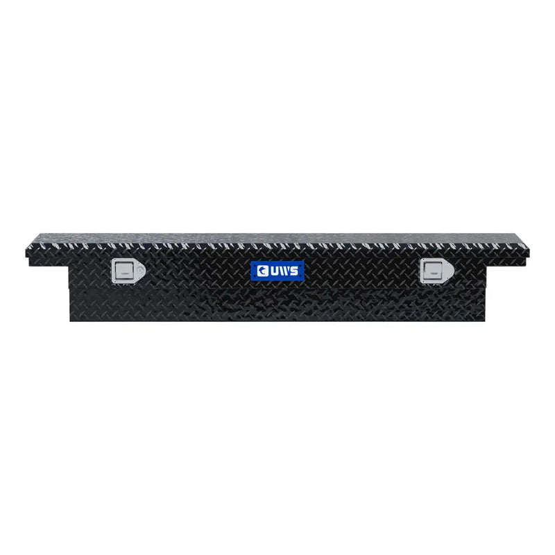 UWS EC10312 63" truck tool box in gloss black powder coat, straight-on front elevation