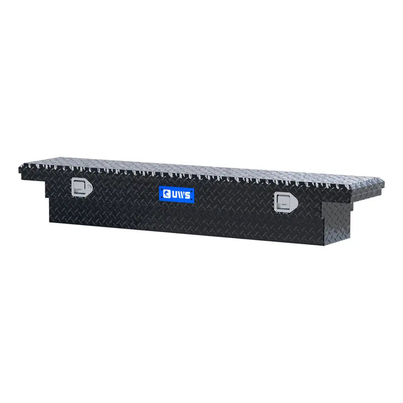 UWS EC10312 63" truck tool box in gloss black powder coat, rear elevation