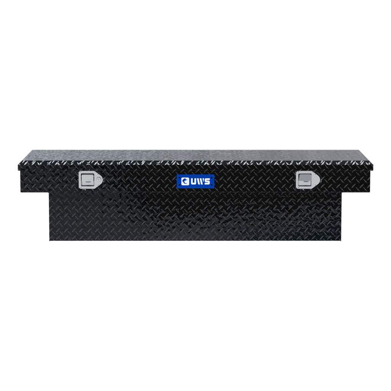 UWS EC10322 63" truck tool box in gloss black powder coat, straight-on front elevation