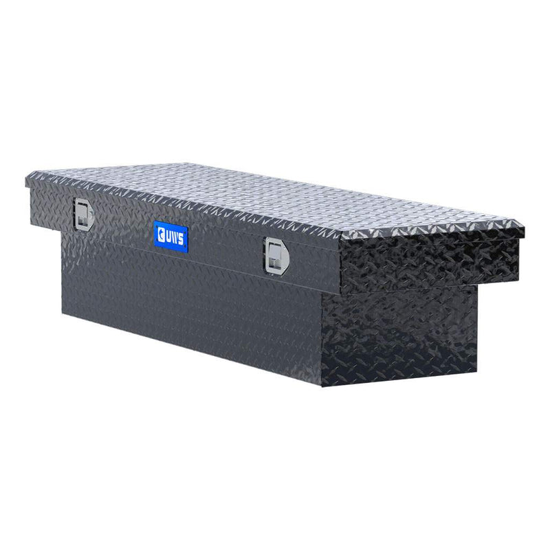 UWS EC10322 63" truck tool box in gloss black powder coat, top view showing the lid