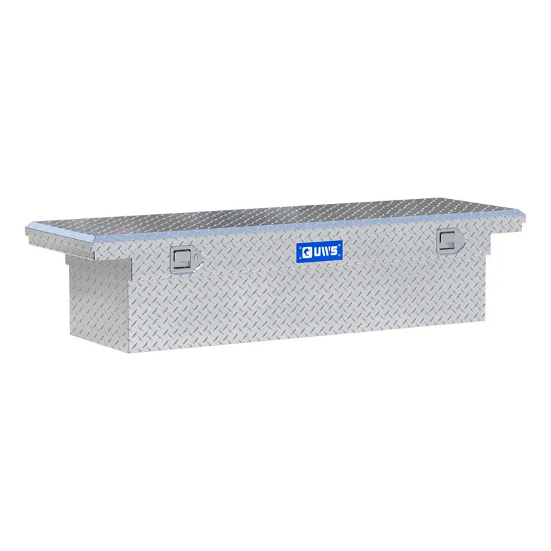 UWS EC10331 63" truck tool box in bright aluminum, front three-quarter studio view