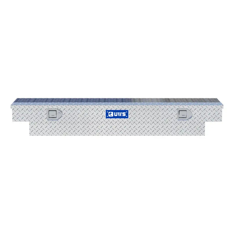 UWS EC10351 63" truck tool box in bright aluminum, straight-on front elevation