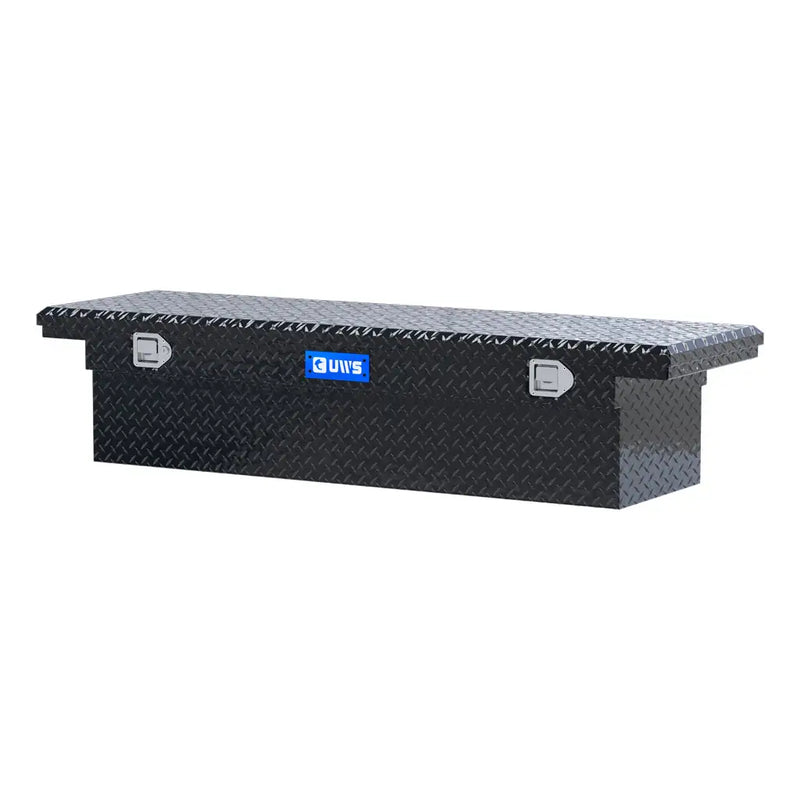UWS EC10402 66" truck tool box in gloss black powder coat, rear elevation