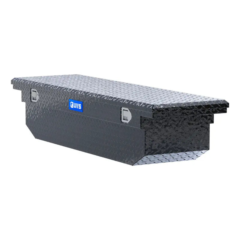 UWS EC10432 69" truck tool box in gloss black powder coat, top view showing the lid