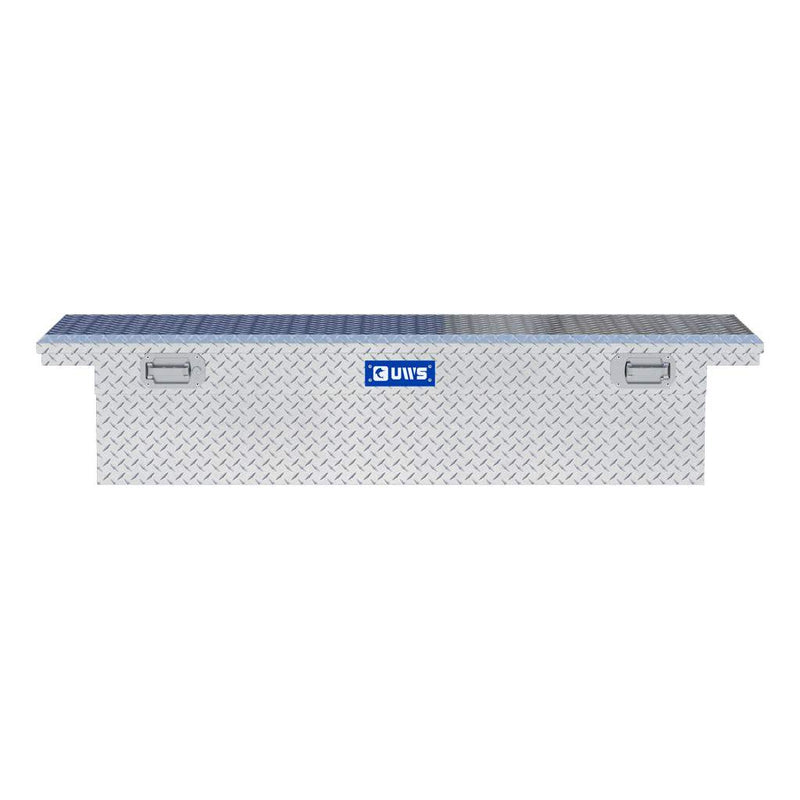 UWS EC10481 69" truck tool box in bright aluminum, straight-on front elevation