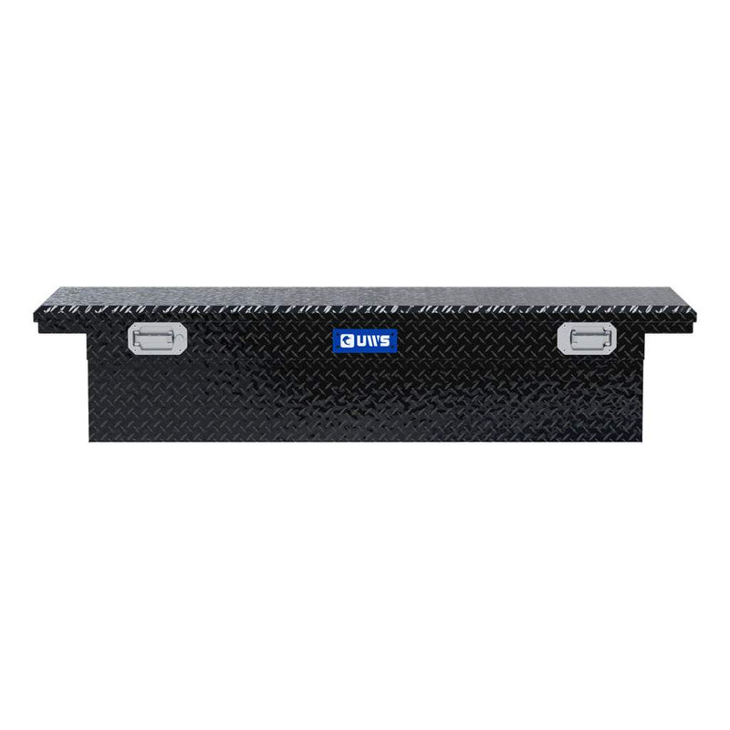 UWS EC10492 69" truck tool box in gloss black powder coat, straight-on front elevation