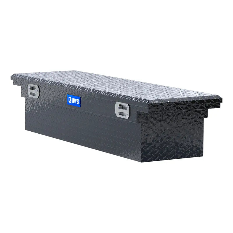 UWS EC10492 69" truck tool box in gloss black powder coat, top view showing the lid