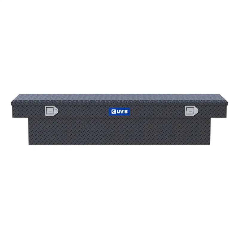 UWS EC10513 69" truck tool box in matte black powder coat, straight-on front elevation