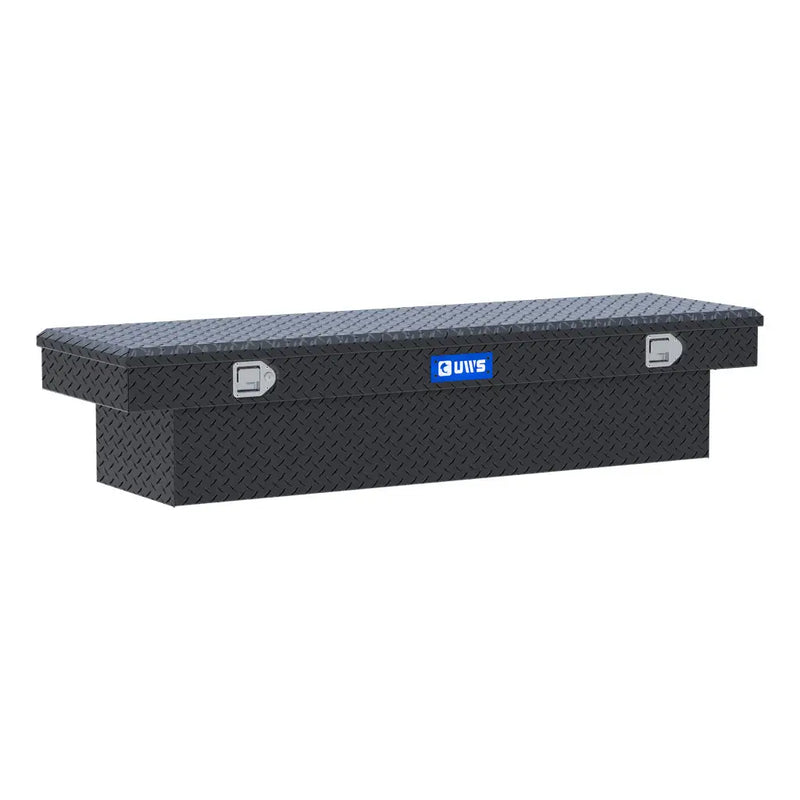 UWS EC10513 69" truck tool box in matte black powder coat, front three-quarter studio view
