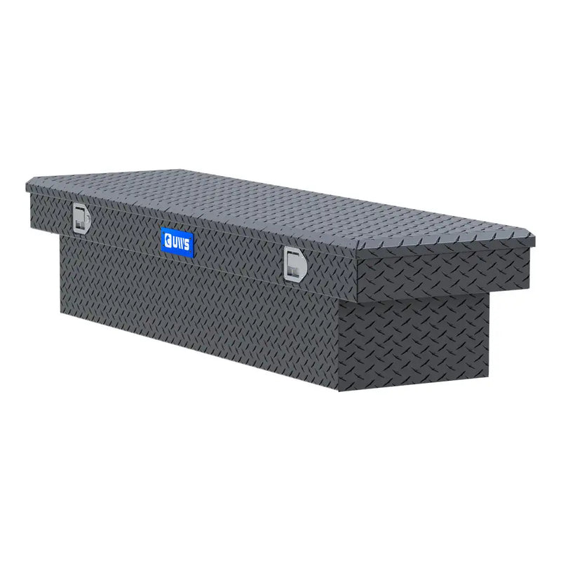 UWS EC10513 69" truck tool box in matte black powder coat, top view showing the lid