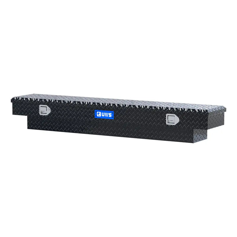 UWS EC10532 69" truck tool box in gloss black powder coat, rear elevation