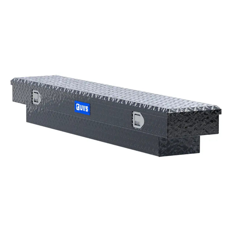 UWS EC10532 69" truck tool box in gloss black powder coat, top view showing the lid