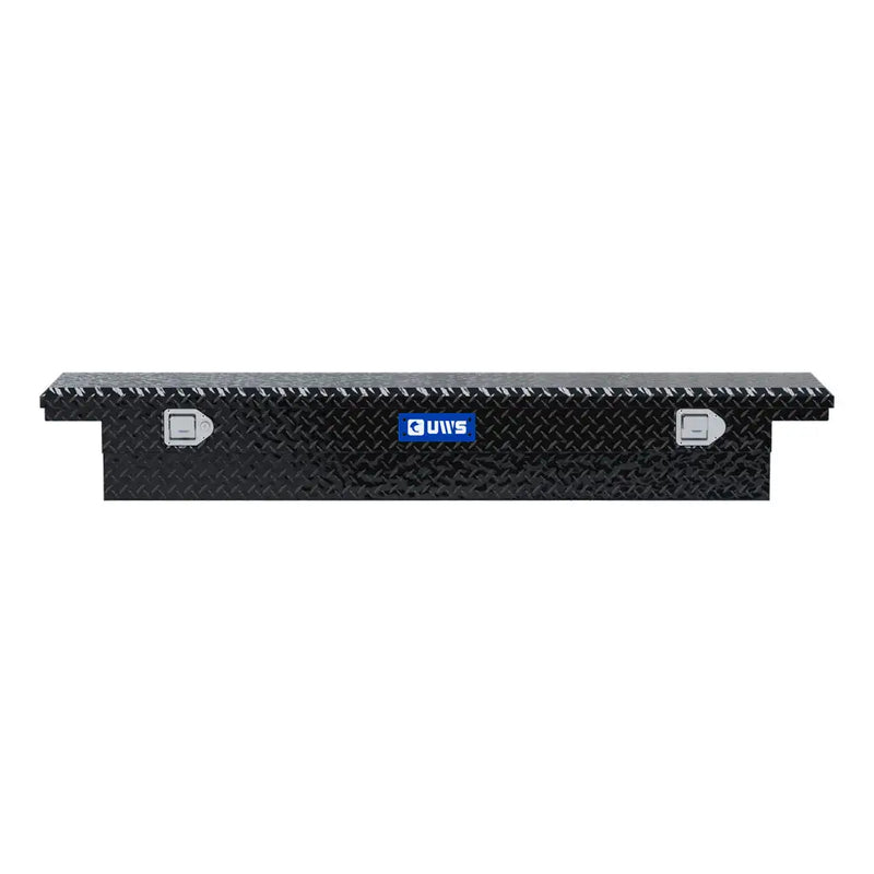 UWS EC10552 69" truck tool box in gloss black powder coat, straight-on front elevation