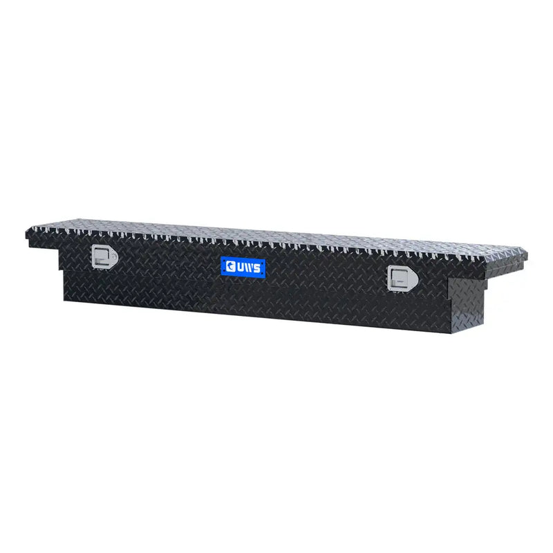 UWS EC10552 69" truck tool box in gloss black powder coat, rear elevation
