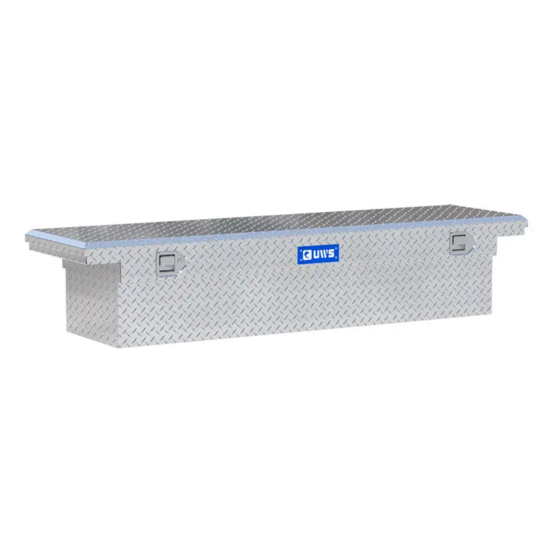 UWS EC10581 72" truck tool box in bright aluminum, front three-quarter studio view