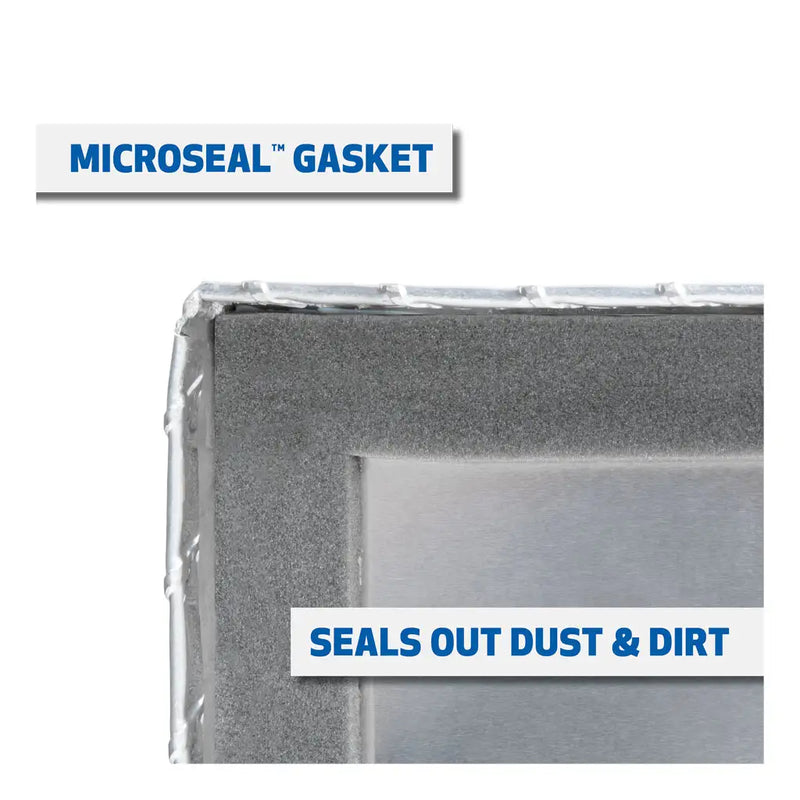 UWS EC10581 72" truck tool box in bright aluminum, UWS graphic for the MicroSeal gasket