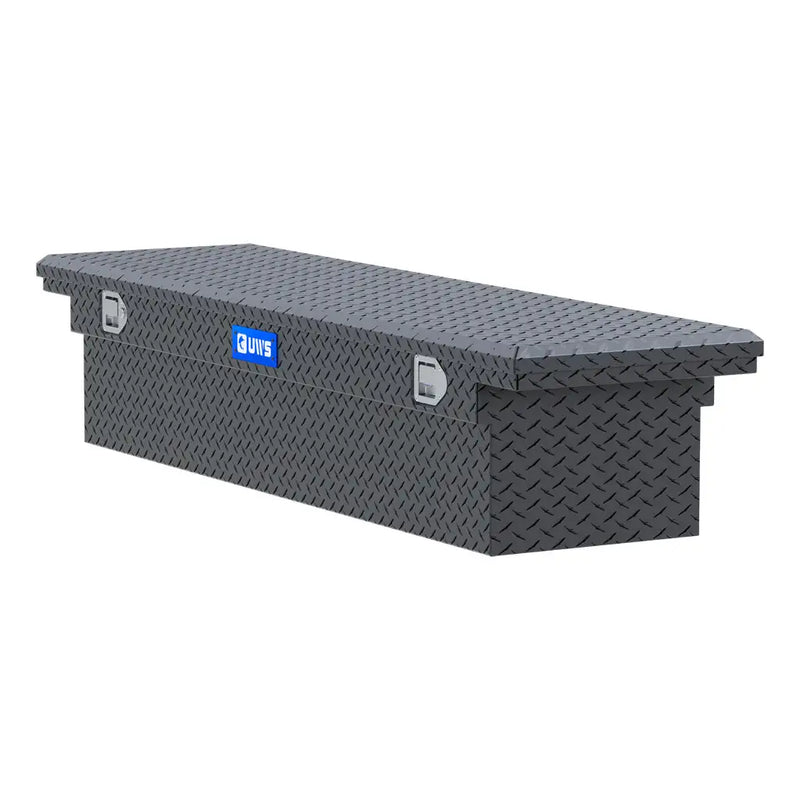 UWS EC10603 72" truck tool box in matte black powder coat, top view showing the lid