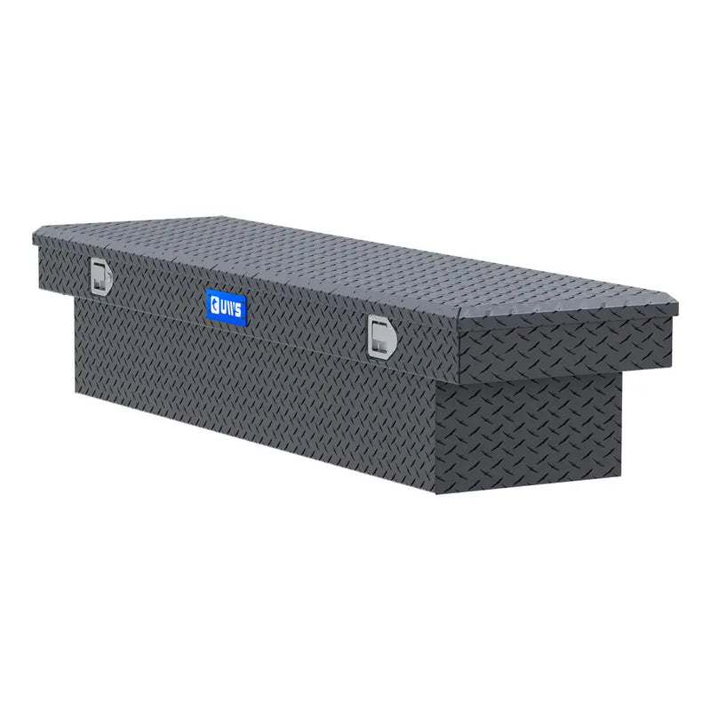 UWS EC10643 72" truck tool box in matte black powder coat, top view showing the lid