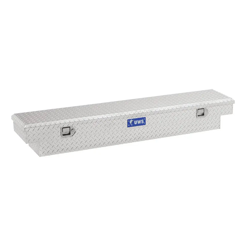 UWS EC10651 72" truck tool box in bright aluminum, front three-quarter studio view
