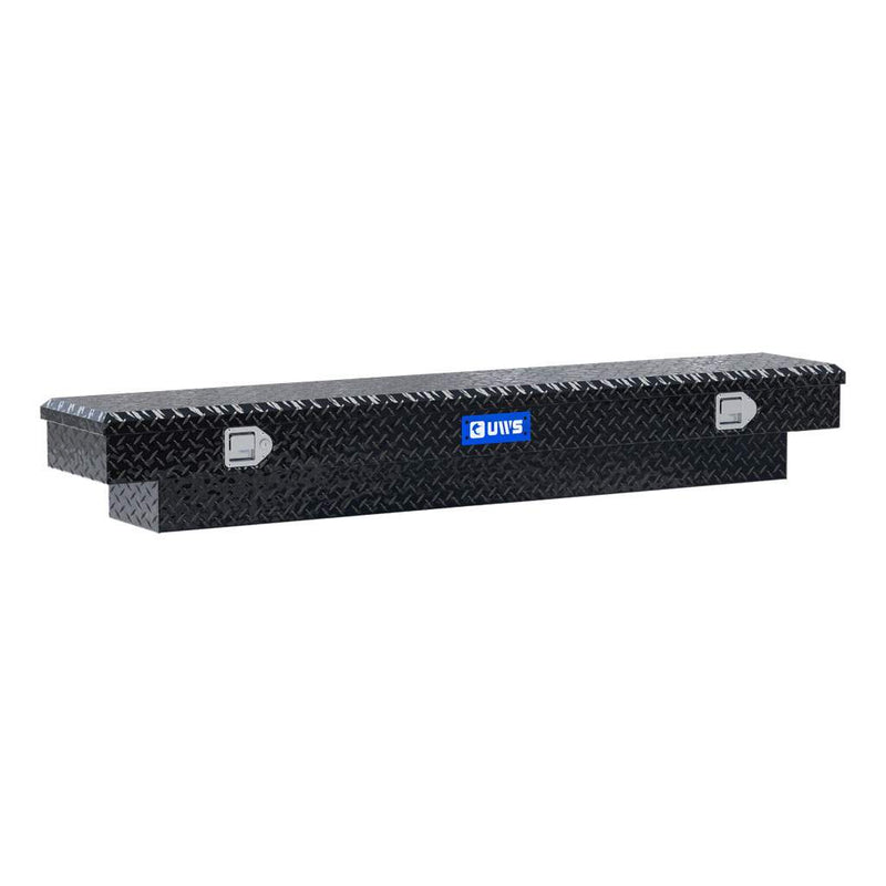 UWS EC10662 72" truck tool box in gloss black powder coat, front three-quarter studio view