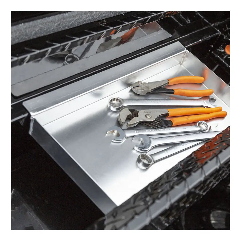 UWS EC10662 72" truck tool box in gloss black powder coat, removable sliding tool tray fitted in the box