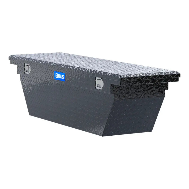 UWS EC10772 69" truck tool box in gloss black powder coat, top view showing the lid