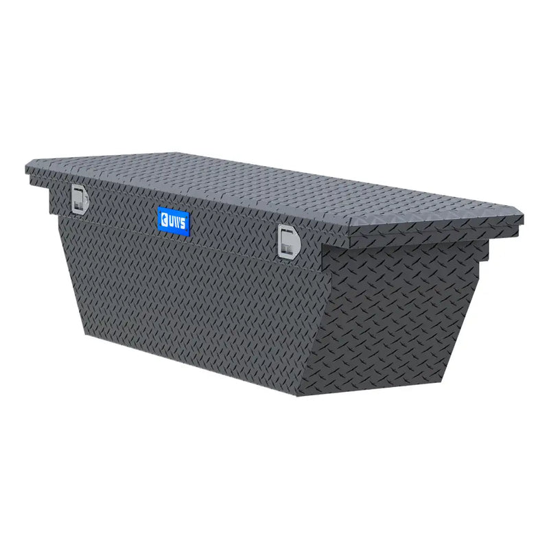 UWS EC10783 69" truck tool box in matte black powder coat, top view showing the lid