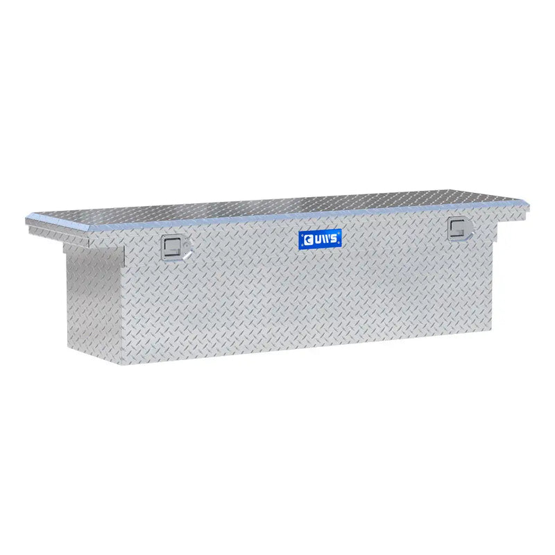 UWS EC10791 69" truck tool box in bright aluminum, front three-quarter studio view