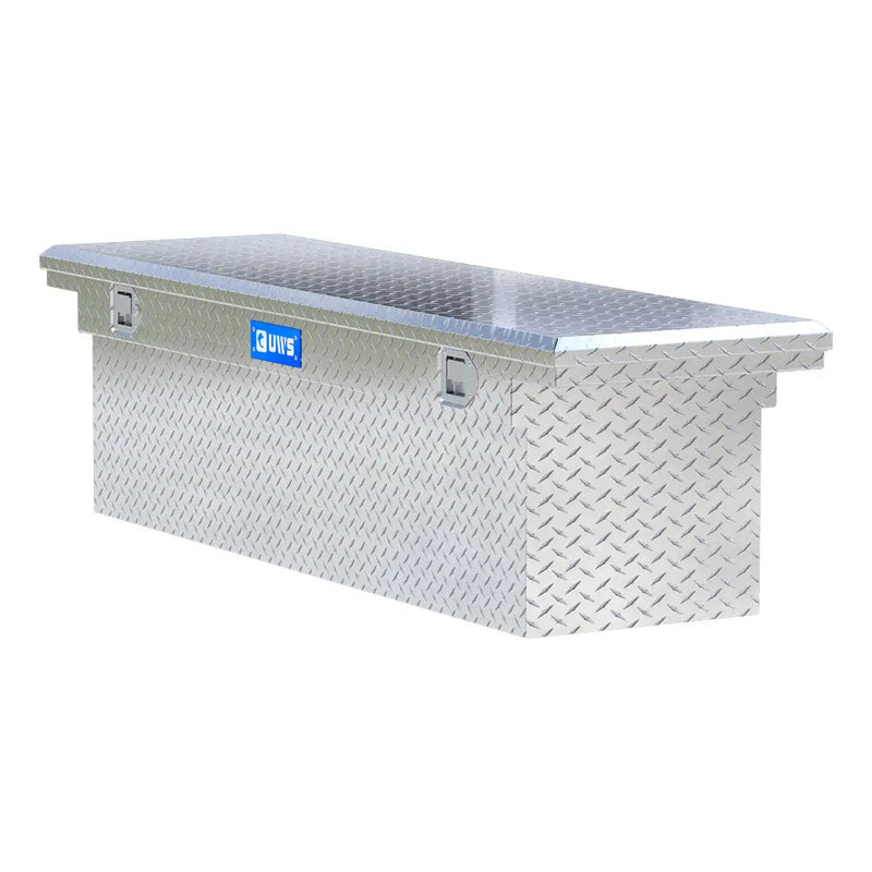 UWS EC10791 69" truck tool box in bright aluminum, top view showing the lid