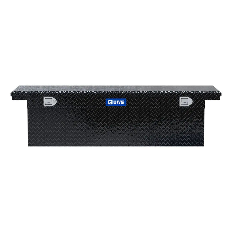 UWS EC10802 69" truck tool box in gloss black powder coat, straight-on front elevation